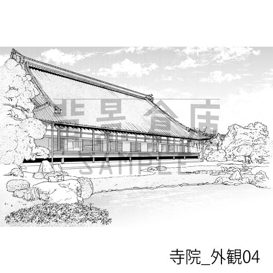 寺院_背景素材集1（外観）_トーン