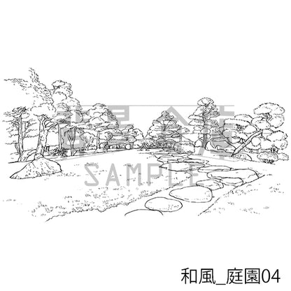 和風_庭園04_トーン