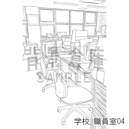 学校_職員室04_トーン