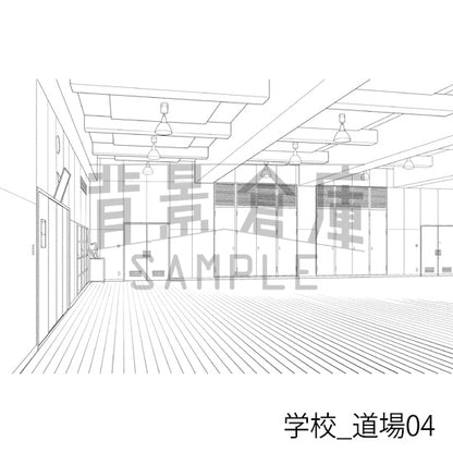 学校_背景素材集44（道場）_トーン
