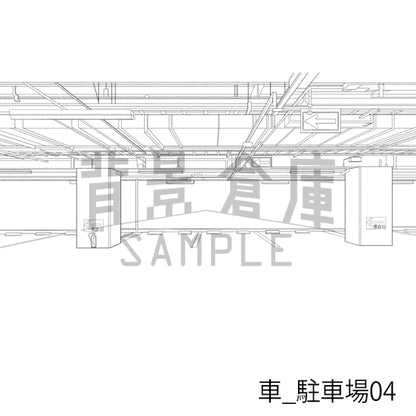 車_背景素材集8（駐車場）_トーン