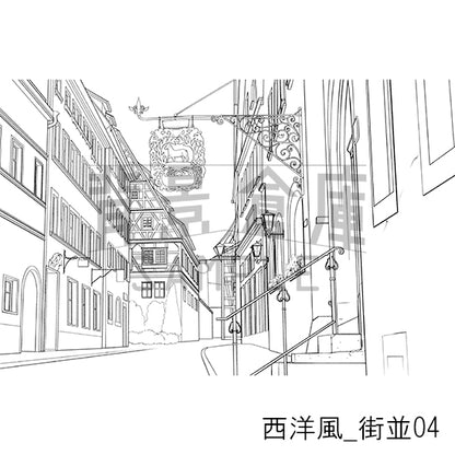 西洋風_背景素材集1（街並）_トーン