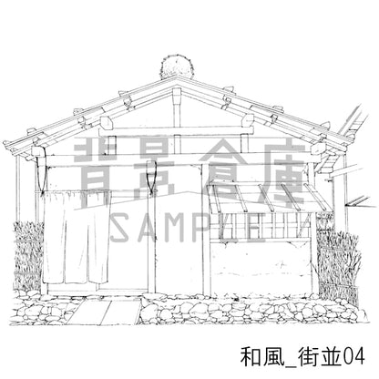 和風_背景素材集4（街並）_トーン