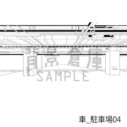 車_背景素材集8（駐車場）_トーン
