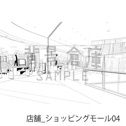 店舗_背景素材集35（ショッピングモール）_トーン