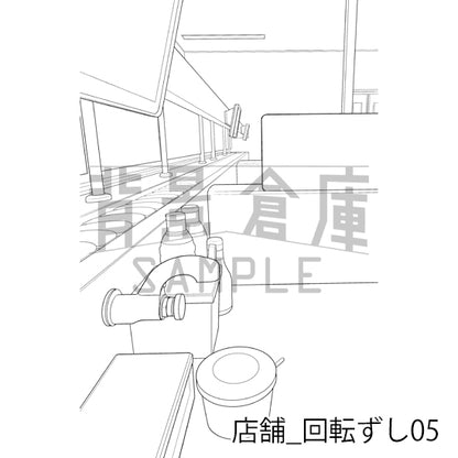 店舗_背景素材集32（回転ずし）_トーン