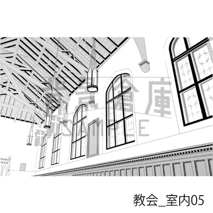 教会_背景素材集1（室内）_トーン