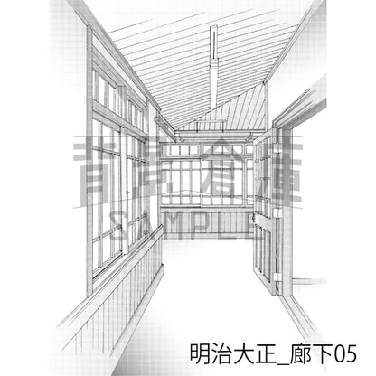 明治大正_背景素材集2（廊下）_トーン