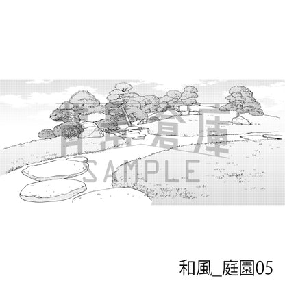 和風_庭園05_トーン