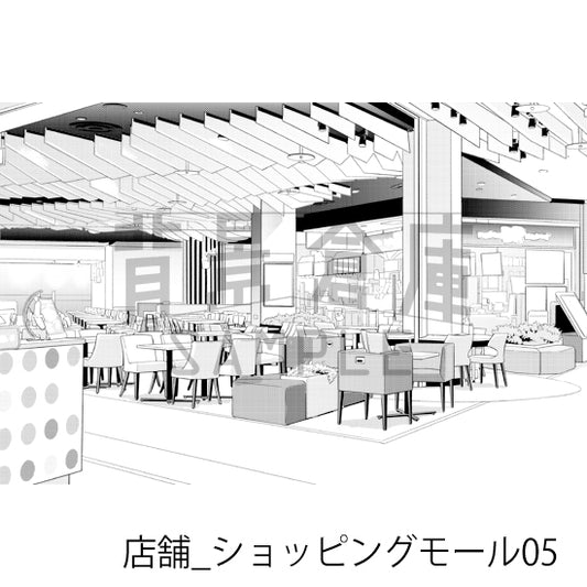店舗_ショッピングモール05_トーン