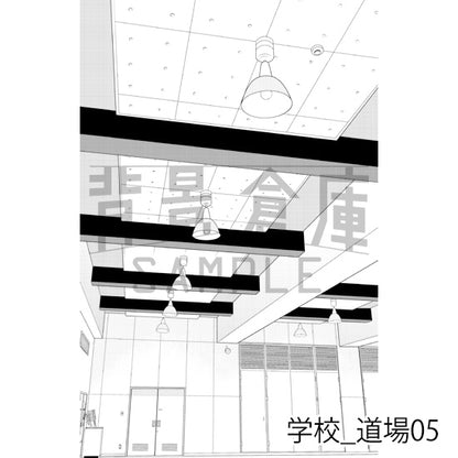 学校_背景素材集44（道場）_トーン