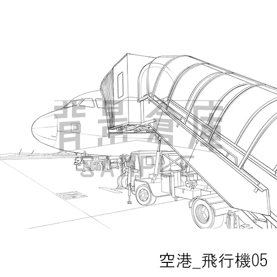 空港_背景素材集3（飛行機）_トーン