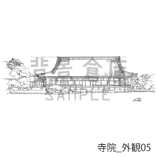 寺院_背景素材集1（外観）_トーン