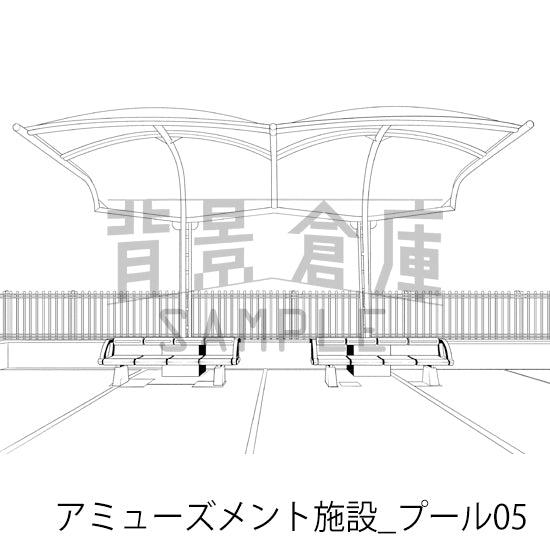 アミューズメント施設_背景素材集11（プール）_トーン