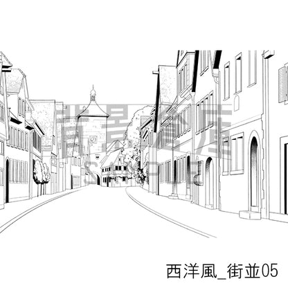 西洋風_街並05_トーン