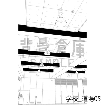 学校_背景素材集44（道場）_トーン