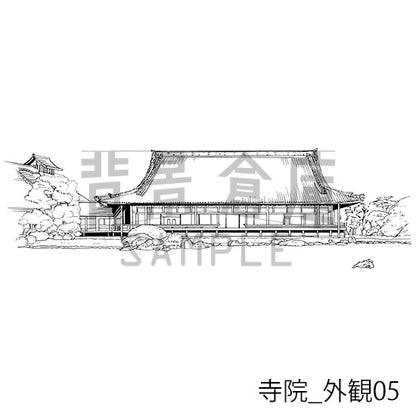 寺院_背景素材集1（外観）_トーン