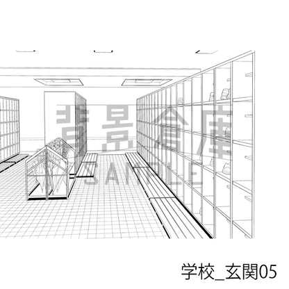 学校_背景素材集39（玄関）_トーン