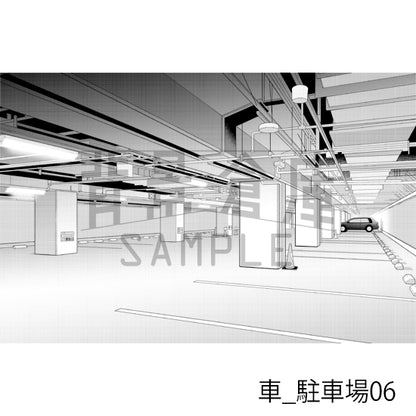 車_駐車場06_トーン