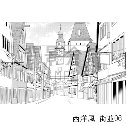 西洋風_背景素材集1（街並）_トーン