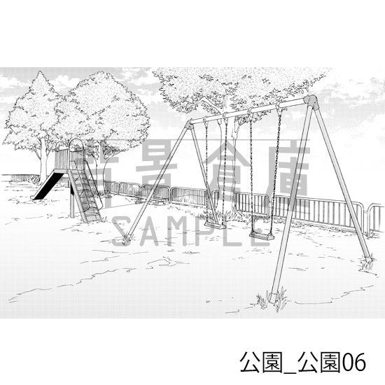 公園_背景素材集1（公園）_トーン