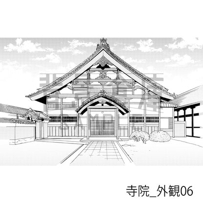 寺院_背景素材集1（外観）_トーン