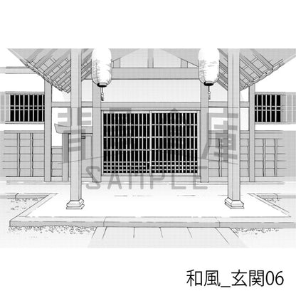 和風_背景素材集12（門 玄関）_トーン