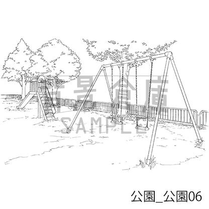 公園_背景素材集1（公園）_トーン