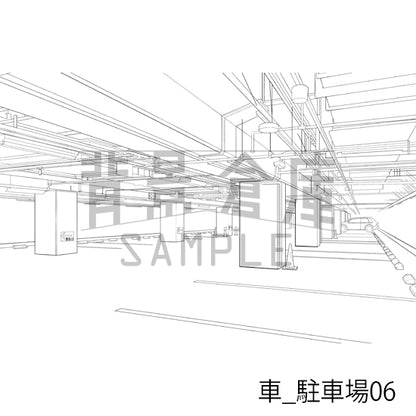 車_背景素材集8（駐車場）_トーン