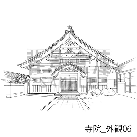 寺院_背景素材集1（外観）_トーン