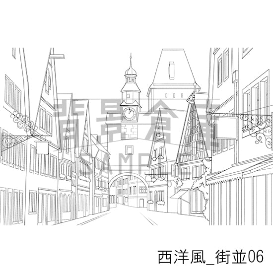 西洋風_街並06_トーン