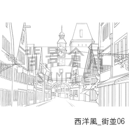 西洋風_街並06_トーン
