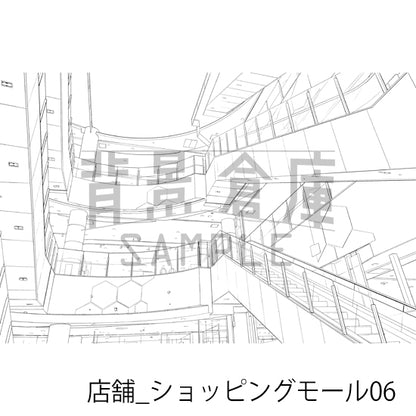 店舗_背景素材集35（ショッピングモール）_トーン