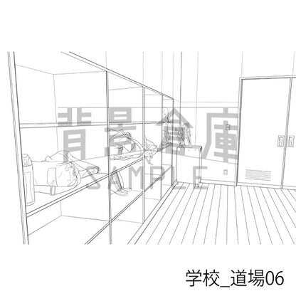 学校_背景素材集44（道場）_トーン