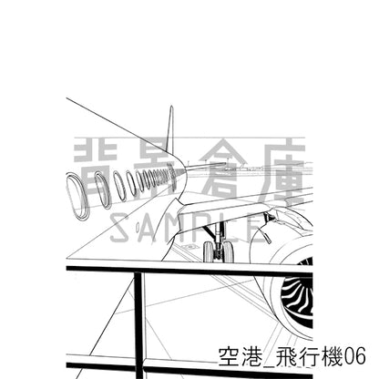 空港_背景素材集3（飛行機）_トーン