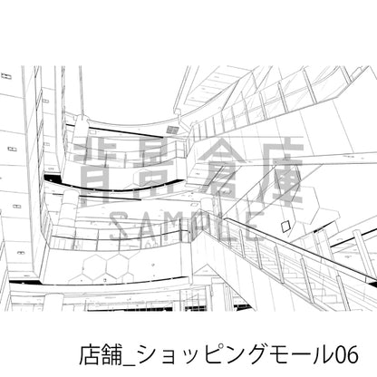 店舗_背景素材集35（ショッピングモール）_トーン