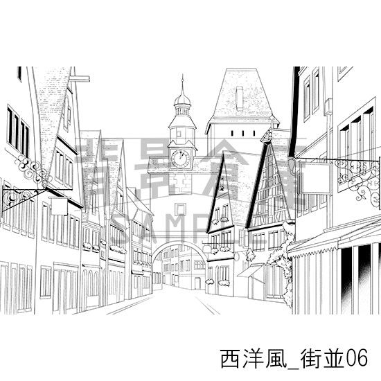 西洋風_背景素材集1（街並）_トーン