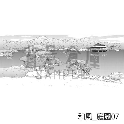 和風_背景素材集17（庭園）_トーン