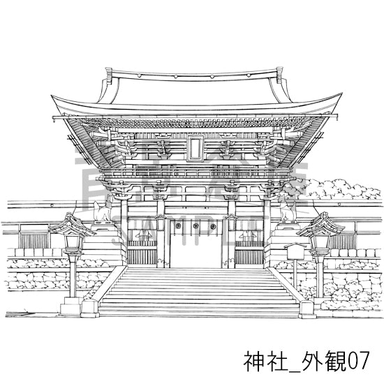 神社_背景素材集2（外観）_トーン