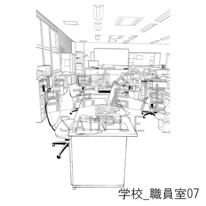 学校_職員室07_トーン