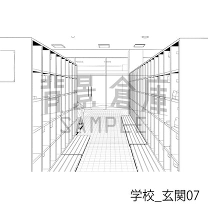 学校_背景素材集39（玄関）_トーン