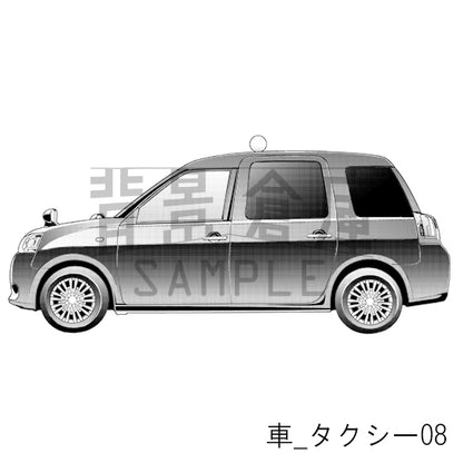 車_背景素材集10（タクシー）_トーン