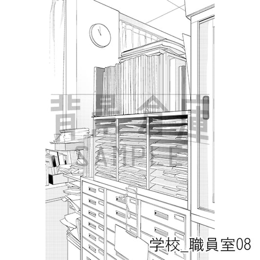 学校_職員室08_トーン