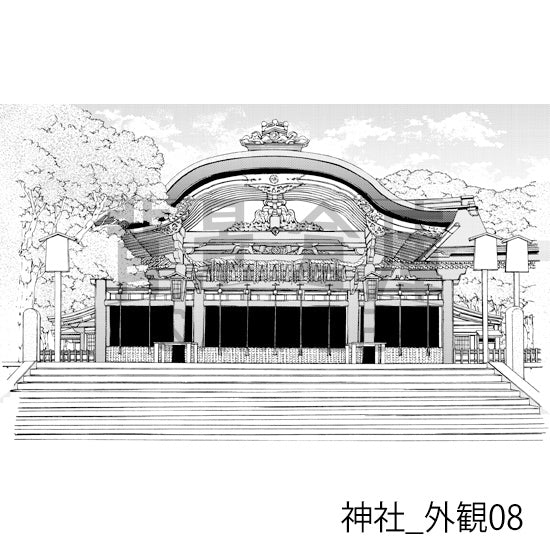 神社_背景素材集2（外観）_トーン