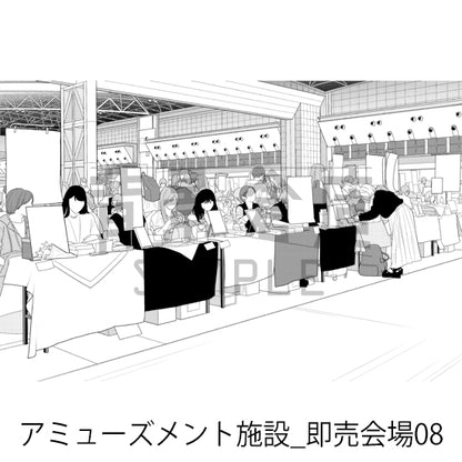 アミューズメント施設_背景素材集10（即売会場）_トーン