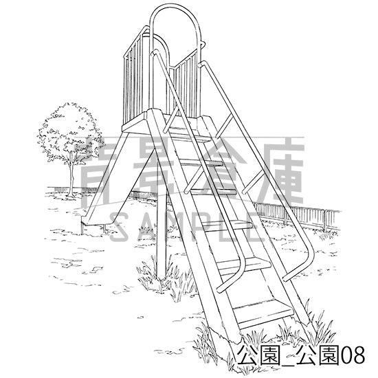 公園_背景素材集1（公園）_トーン