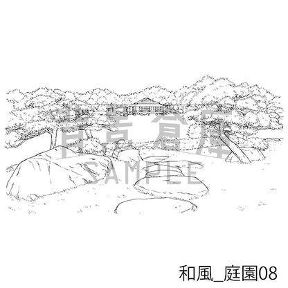 和風_背景素材集17（庭園）_トーン