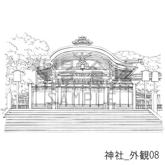 神社_背景素材集2（外観）_トーン