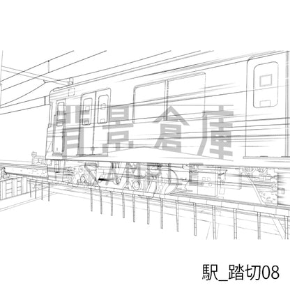 駅_踏切08_トーン