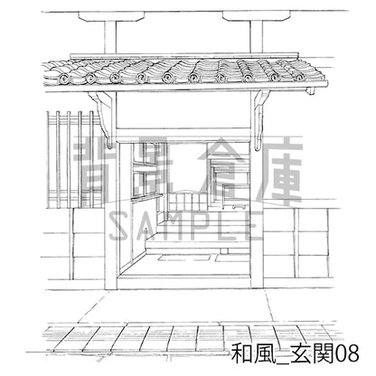 和風_背景素材集12（門 玄関）_トーン